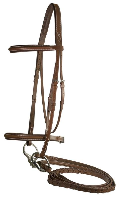 Da Vinci Plain Raised Padded Comfort Crown Bridle with Reins