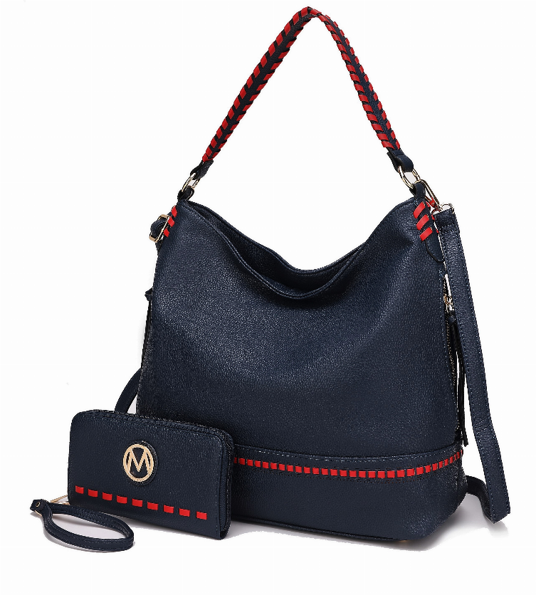 Blake two-tone whip stitches Vegan Leather Women's Shoulder bag  with Wallet