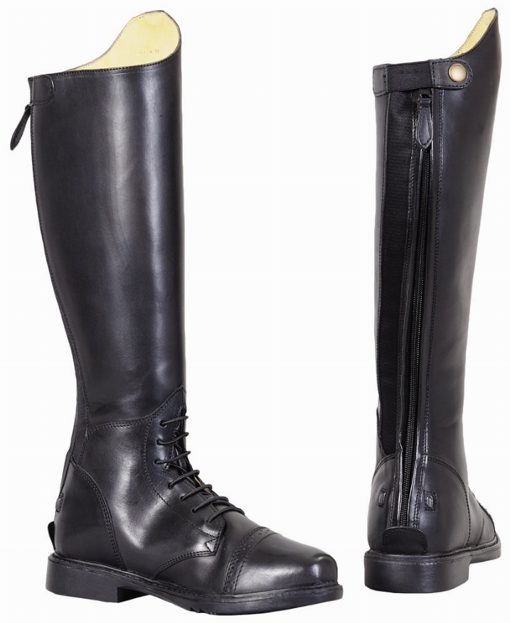 TuffRider Women Leather Back Zipper Short Baroque Field Boots