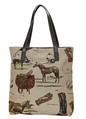 AWST Int'l Equestrian Tapestry Pattern Tote Bag with Snaffle Bit