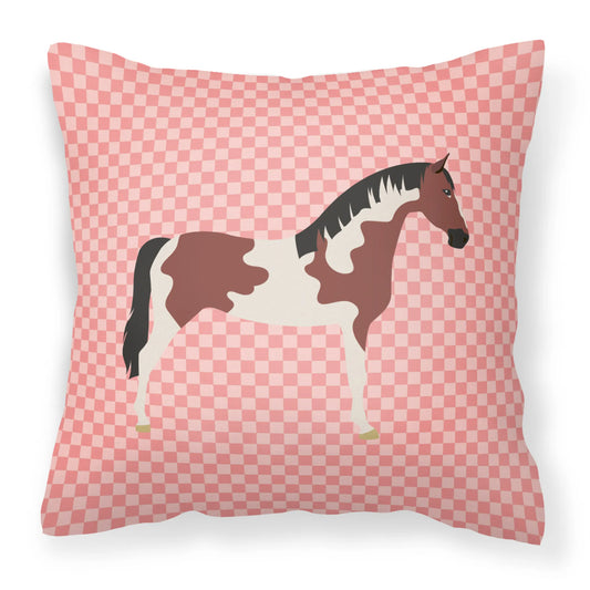 Pinto Horse Animal Art Checkboard Design Fabric Decorative Pillow - Size: 14 X 14 | Pack Of: 1 | Option: Pinto horse