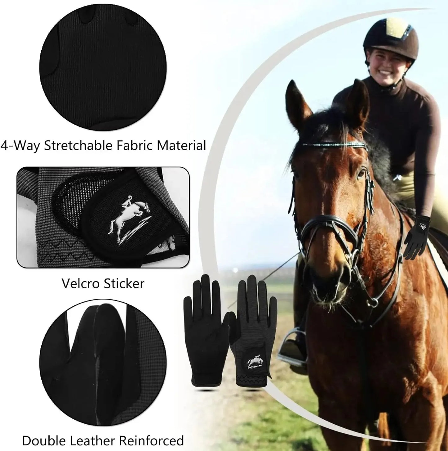 Horse Riding Gloves Equestrian Women Mesh Breathable Lightweight Color Pack, Comfortable Grip All Weather